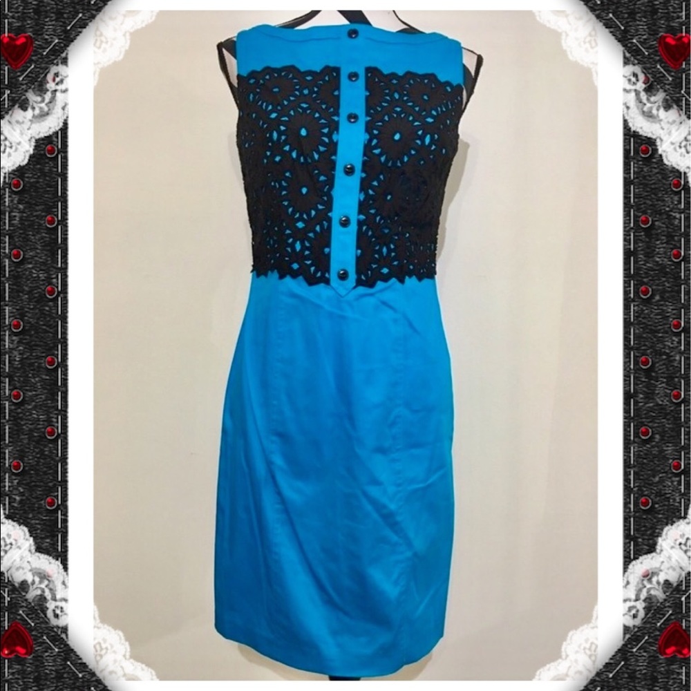 Maggy London Black Crochet Lace Inserted Dress
